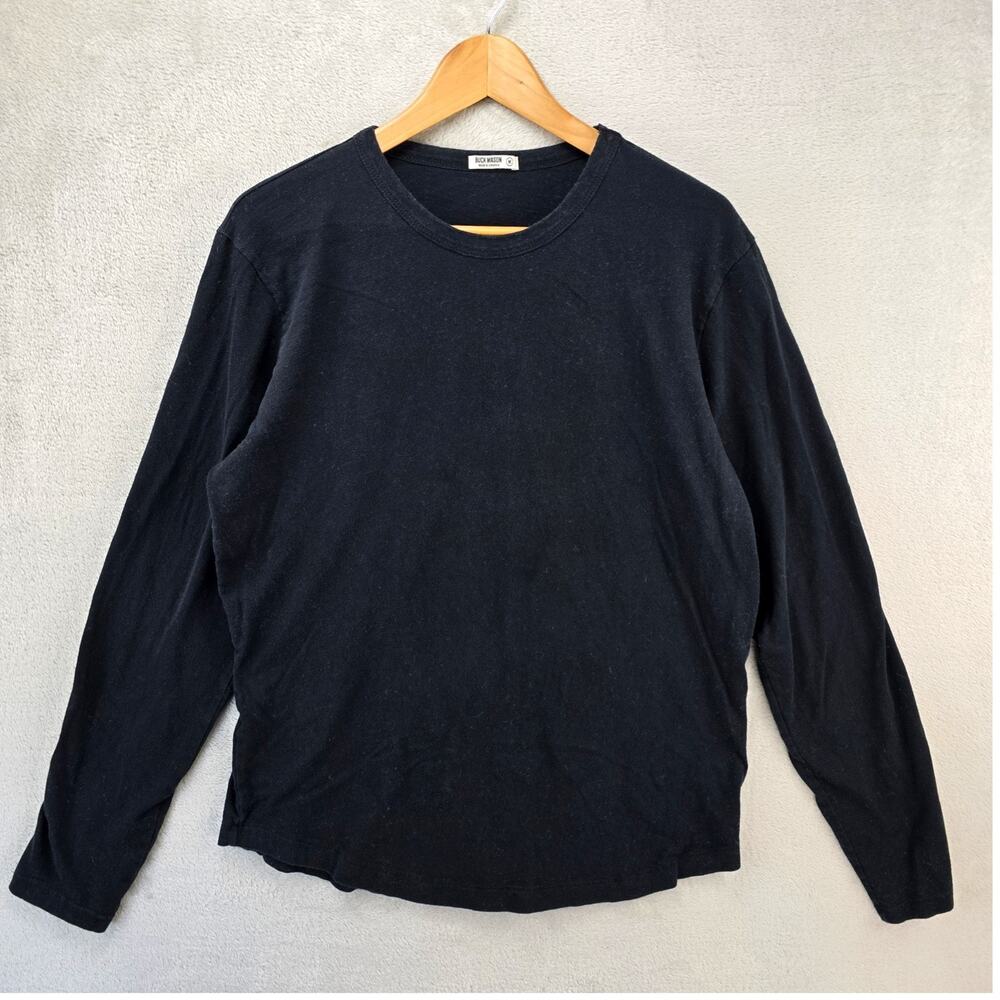 Buck Mason Long Sleeve Shirt Mens Medium Black Made In USA Cotton